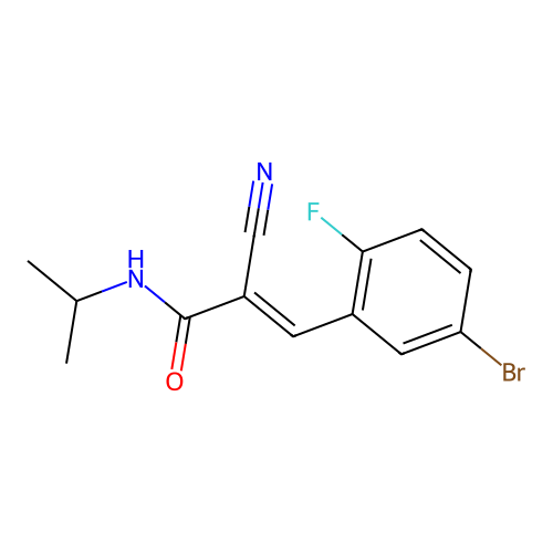 3-(5-bromo-2-fluorophenyl)-2-cyano-N-(propan-2-yl)prop-2-enamide structure