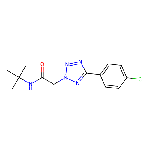 N-tert-butyl-2-[5-(4-chlorophenyl)-2H-tetrazol-2-yl]acetamide structure