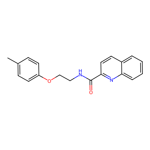 N-[2-(4-methylphenoxy)ethyl]quinoline-2-carboxamide structure