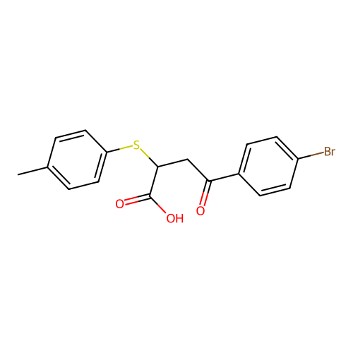 4-(4-Bromophenyl)-2-[(4-methylphenyl)sulfanyl]-4-oxobutanoic acid structure