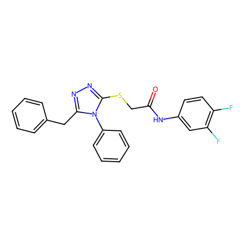 2-[(5-benzyl-4-phenyl-4H-1,2,4-triazol-3-yl)sulfanyl]-N-(3,4-difluorophenyl)acetamide structure
