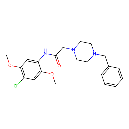 2-(4-benzylpiperazin-1-yl)-N-(4-chloro-2,5-dimethoxyphenyl)acetamide structure