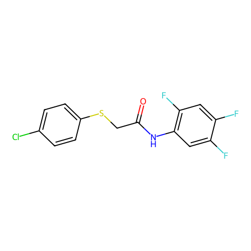2-[(4-chlorophenyl)sulfanyl]-N-(2,4,5-trifluorophenyl)acetamide structure