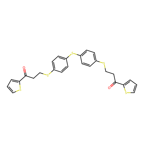3-({4-[(4-{[3-oxo-3-(2-thienyl)propyl]sulfanyl}phenyl)sulfanyl]phenyl}sulfanyl)-1-(2-thienyl)-1-propanone structure