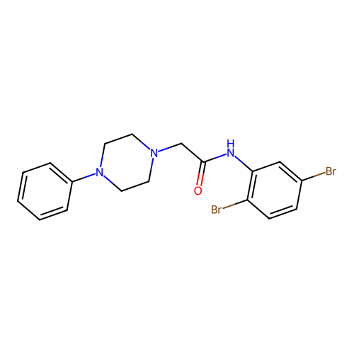 N-(2,5-dibromophenyl)-2-(4-phenylpiperazin-1-yl)acetamide structure