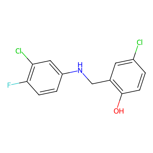 4-Chloro-2-{[(3-chloro-4-fluorophenyl)amino]methyl}phenol structure