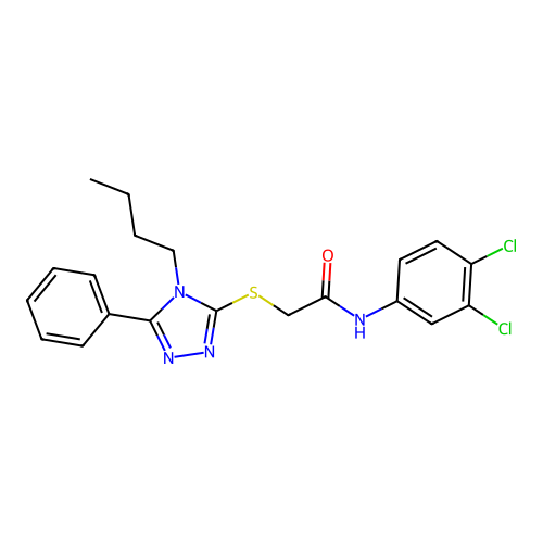 2-[(4-butyl-5-phenyl-4H-1,2,4-triazol-3-yl)sulfanyl]-N-(3,4-dichlorophenyl)acetamide structure