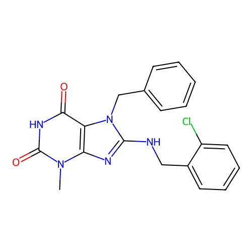 7-Benzyl-8-[(2-chlorophenyl)methylamino]-3-methylpurine-2,6-dione structure