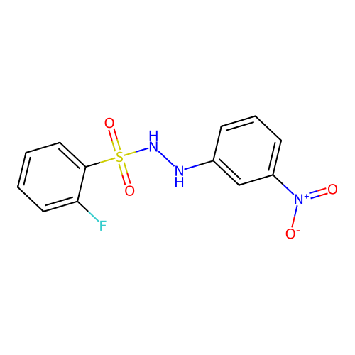 2-fluoro-N'-(3-nitrophenyl)benzenesulfonohydrazide structure