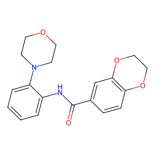 N-(2-morpholin-4-ylphenyl)-2,3-dihydro-1,4-benzodioxine-6-carboxamide structure