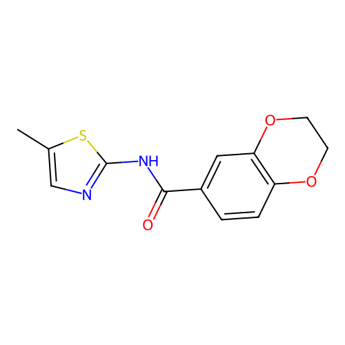 N-(5-methyl-1,3-thiazol-2-yl)-2,3-dihydro-1,4-benzodioxine-6-carboxamide structure