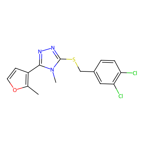 3-((3,4-Dichlorobenzyl)thio)-4-methyl-5-(2-methylfuran-3-yl)-4H-1,2,4-triazole structure