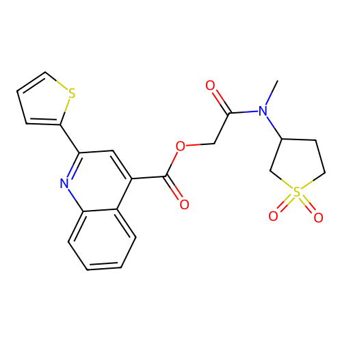 2-((1,1-Dioxidotetrahydrothiophen-3-yl)(methyl)amino)-2-oxoethyl 2-(thiophen-2-yl)quinoline-4-carboxylate structure