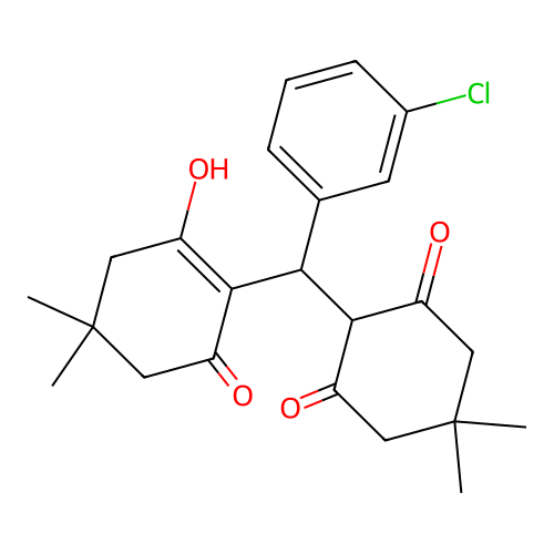 2-[(3-chlorophenyl)(2-hydroxy-4,4-dimethyl-6-oxo-1-cyclohexen-1-yl)methyl]-5,5-dimethyl-1,3-cyclohexanedione structure