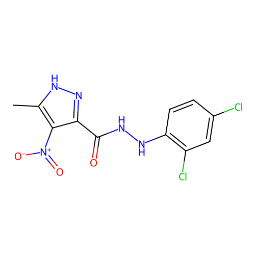 N'-(2,4-Dichlorophenyl)-5-methyl-4-nitro-1H-pyrazole-3-carbohydrazido structure
