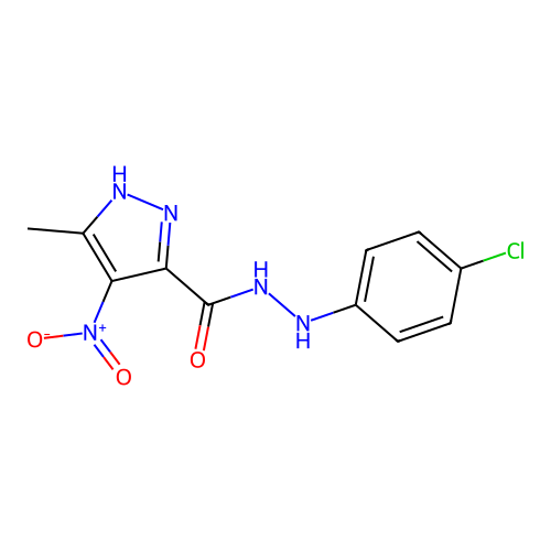 Pyrazole-5-carboxylic acid, 3-methyl-4-nitro-, 2-(p-chlorophenyl)hydrazide structure