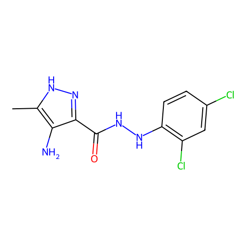 1H-Pyrazole-3-carboxylic acid, 4-amino-5-methyl-, 2-(2,4-dichlorophenyl)hydrazide structure