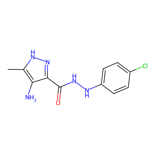 1H-Pyrazole-3-carboxylic acid, 4-amino-5-methyl-, 2-(4-chlorophenyl)hydrazide structure