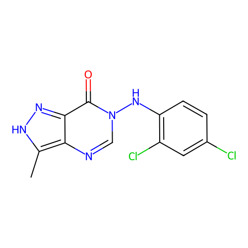 1H-Pyrazolo(4,3-d)pyrimidin-7(6H)-one, 6-(2,4-dichloroanilino)-3-methyl- structure