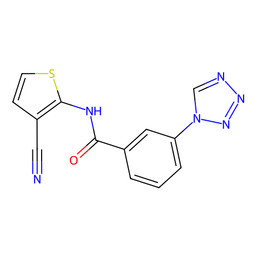 N-(3-cyanothiophen-2-yl)-3-(tetrazol-1-yl)benzamide structure