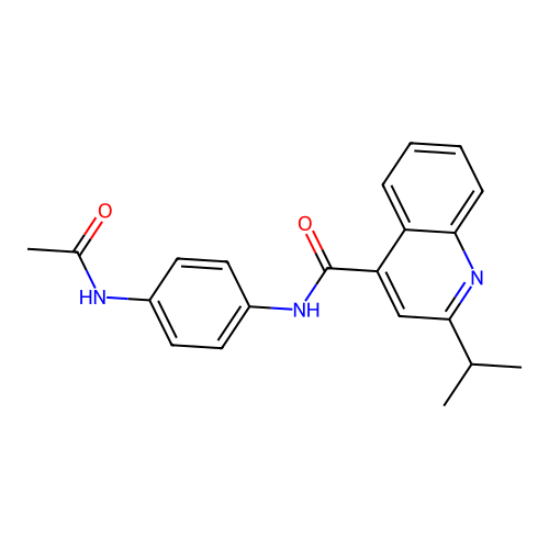 N-[4-(acetylamino)phenyl]-2-isopropyl-4-quinolinecarboxamide structure