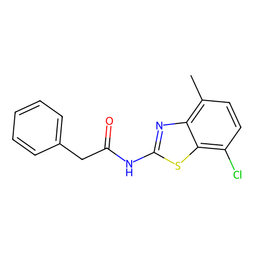 N-(7-chloro-4-methyl-1,3-benzothiazol-2-yl)-2-phenylacetamide structure
