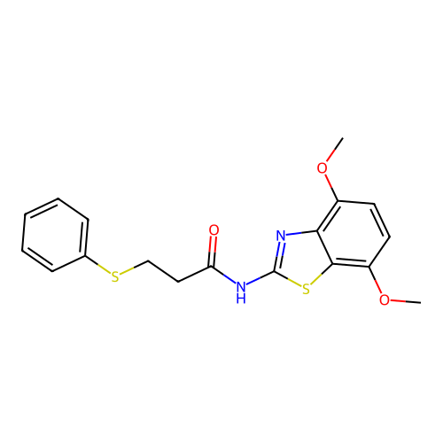N-(4,7-dimethoxybenzo[d]thiazol-2-yl)-3-(phenylthio)propanamide structure