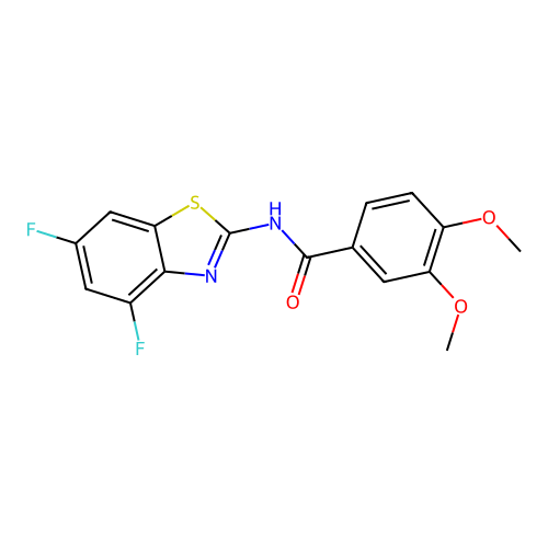 N-(4,6-difluoro-1,3-benzothiazol-2-yl)-3,4-dimethoxybenzamide structure