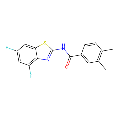 N-(4,6-difluoro-1,3-benzothiazol-2-yl)-3,4-dimethylbenzamide structure