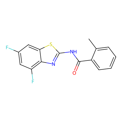 N-(4,6-difluoro-1,3-benzothiazol-2-yl)-2-methylbenzamide structure