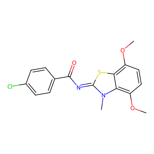 (Z)-4-chloro-N-(4,7-dimethoxy-3-methylbenzo[d]thiazol-2(3H)-ylidene)benzamide structure