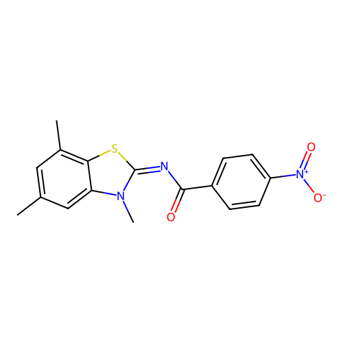 4-nitro-N-(3,5,7-trimethyl-1,3-benzothiazol-2-ylidene)benzamide structure