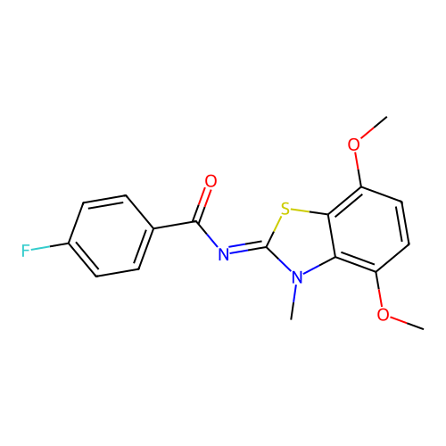 N-(4,7-dimethoxy-3-methyl-1,3-benzothiazol-2-ylidene)-4-fluorobenzamide structure
