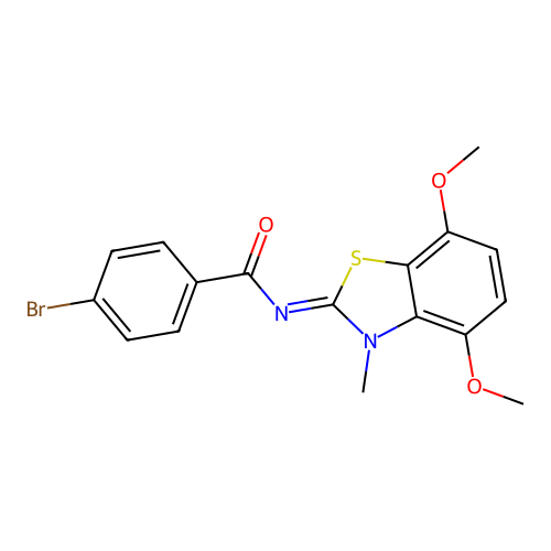 4-bromo-N-(4,7-dimethoxy-3-methyl-1,3-benzothiazol-2-ylidene)benzamide structure
