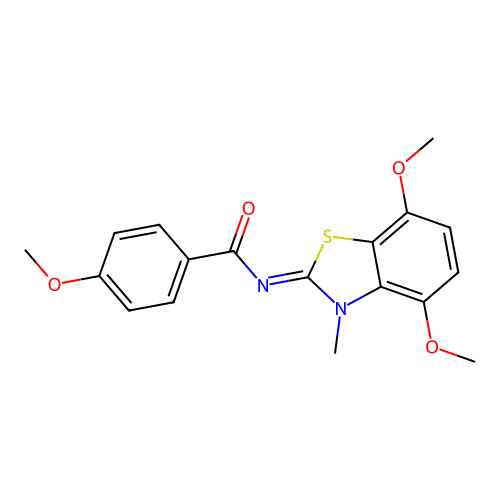 N-(4,7-dimethoxy-3-methyl-1,3-benzothiazol-2-ylidene)-4-methoxybenzamide structure