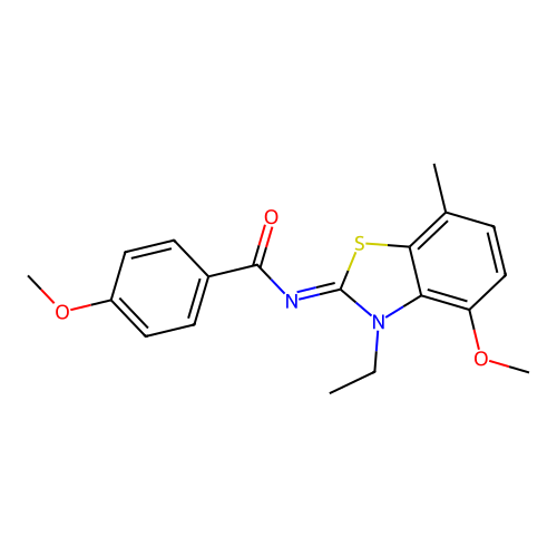 N-(3-ethyl-4-methoxy-7-methyl-1,3-benzothiazol-2-ylidene)-4-methoxybenzamide structure