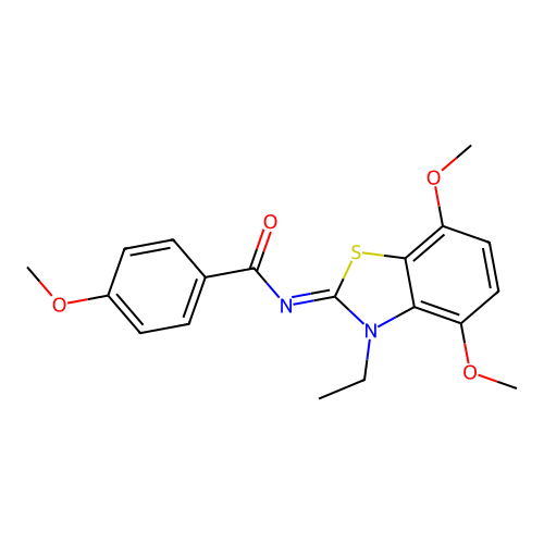 N-(3-ethyl-4,7-dimethoxy-1,3-benzothiazol-2-ylidene)-4-methoxybenzamide structure