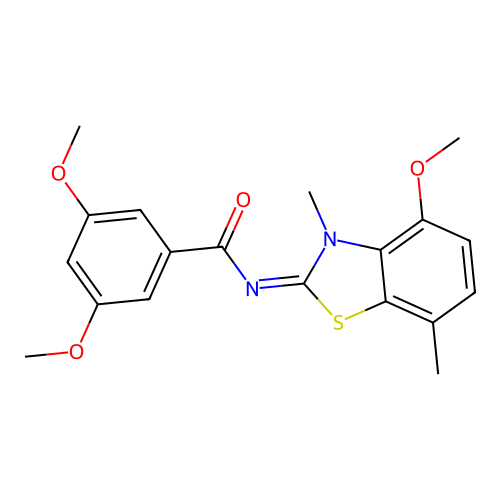 3,5-dimethoxy-N-(4-methoxy-3,7-dimethyl-1,3-benzothiazol-2-ylidene)benzamide structure