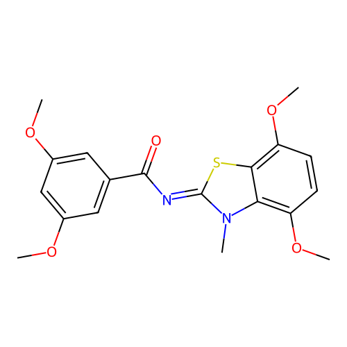 N-(4,7-dimethoxy-3-methyl-1,3-benzothiazol-2-ylidene)-3,5-dimethoxybenzamide structure