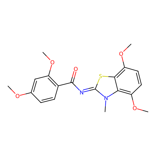 N-(4,7-dimethoxy-3-methyl-1,3-benzothiazol-2-ylidene)-2,4-dimethoxybenzamide structure