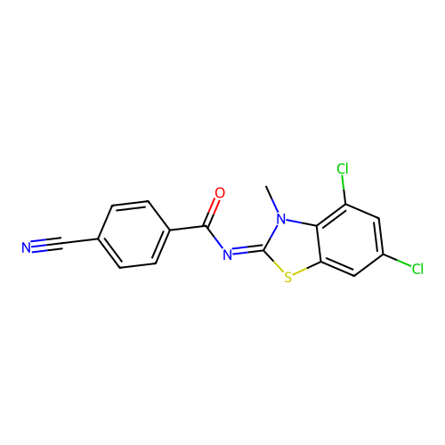 (Z)-4-cyano-N-(4,6-dichloro-3-methylbenzo[d]thiazol-2(3H)-ylidene)benzamide structure