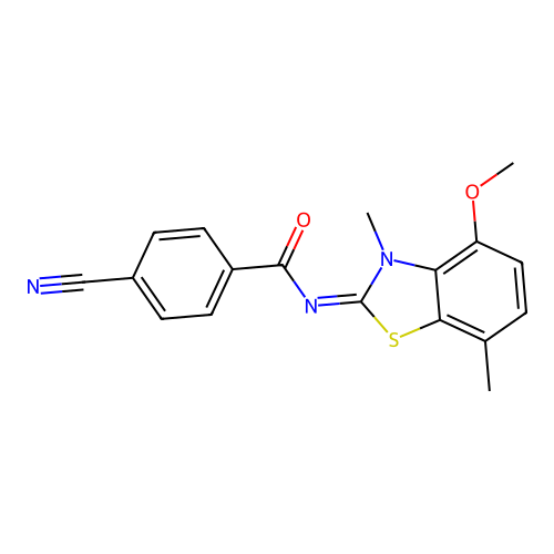 (Z)-4-cyano-N-(4-methoxy-3,7-dimethylbenzo[d]thiazol-2(3H)-ylidene)benzamide structure