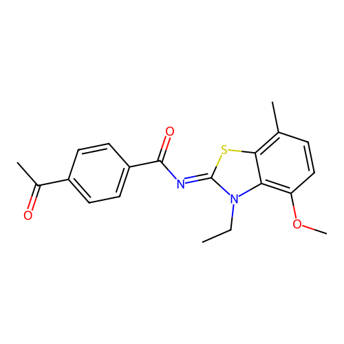 4-acetyl-N-(3-ethyl-4-methoxy-7-methyl-1,3-benzothiazol-2-ylidene)benzamide structure