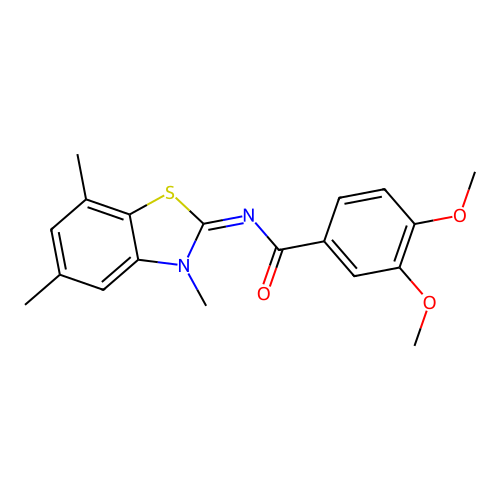 (Z)-3,4-dimethoxy-N-(3,5,7-trimethylbenzo[d]thiazol-2(3H)-ylidene)benzamide structure