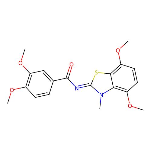 N-(4,7-dimethoxy-3-methyl-1,3-benzothiazol-2-ylidene)-3,4-dimethoxybenzamide structure