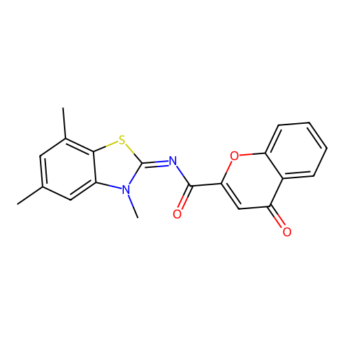 4-oxo-N-(3,5,7-trimethyl-1,3-benzothiazol-2-ylidene)chromene-2-carboxamide structure