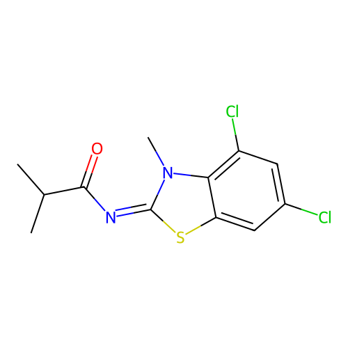 (Z)-N-(4,6-dichloro-3-methylbenzo[d]thiazol-2(3H)-ylidene)isobutyramide structure