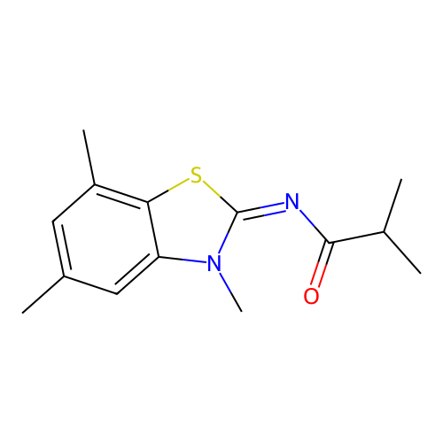 (Z)-N-(3,5,7-trimethylbenzo[d]thiazol-2(3H)-ylidene)isobutyramide structure