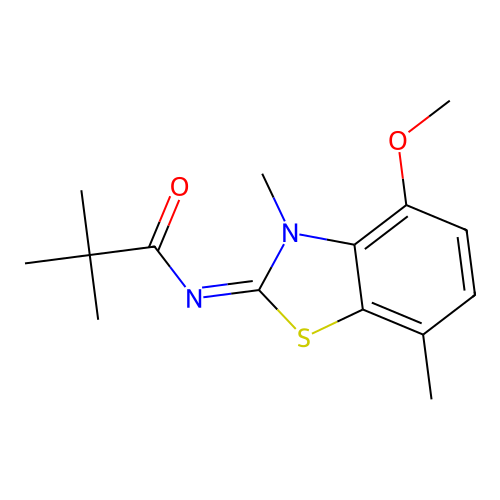 (Z)-N-(4-methoxy-3,7-dimethylbenzo[d]thiazol-2(3H)-ylidene)pivalamide structure