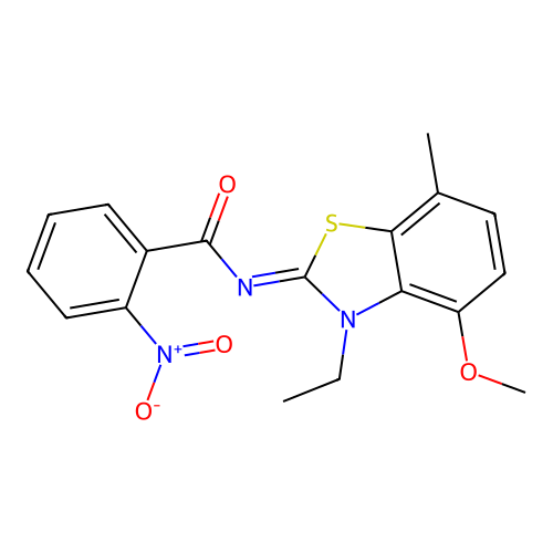 N-(3-ethyl-4-methoxy-7-methyl-1,3-benzothiazol-2-ylidene)-2-nitrobenzamide structure